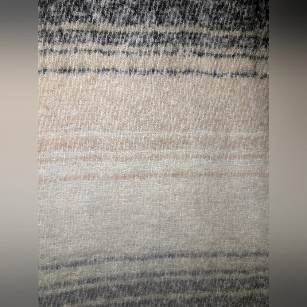 NWT Old Navy Monochrome Brushed Knit Scarf Tan Black Gray Ivory Chunky Stripes